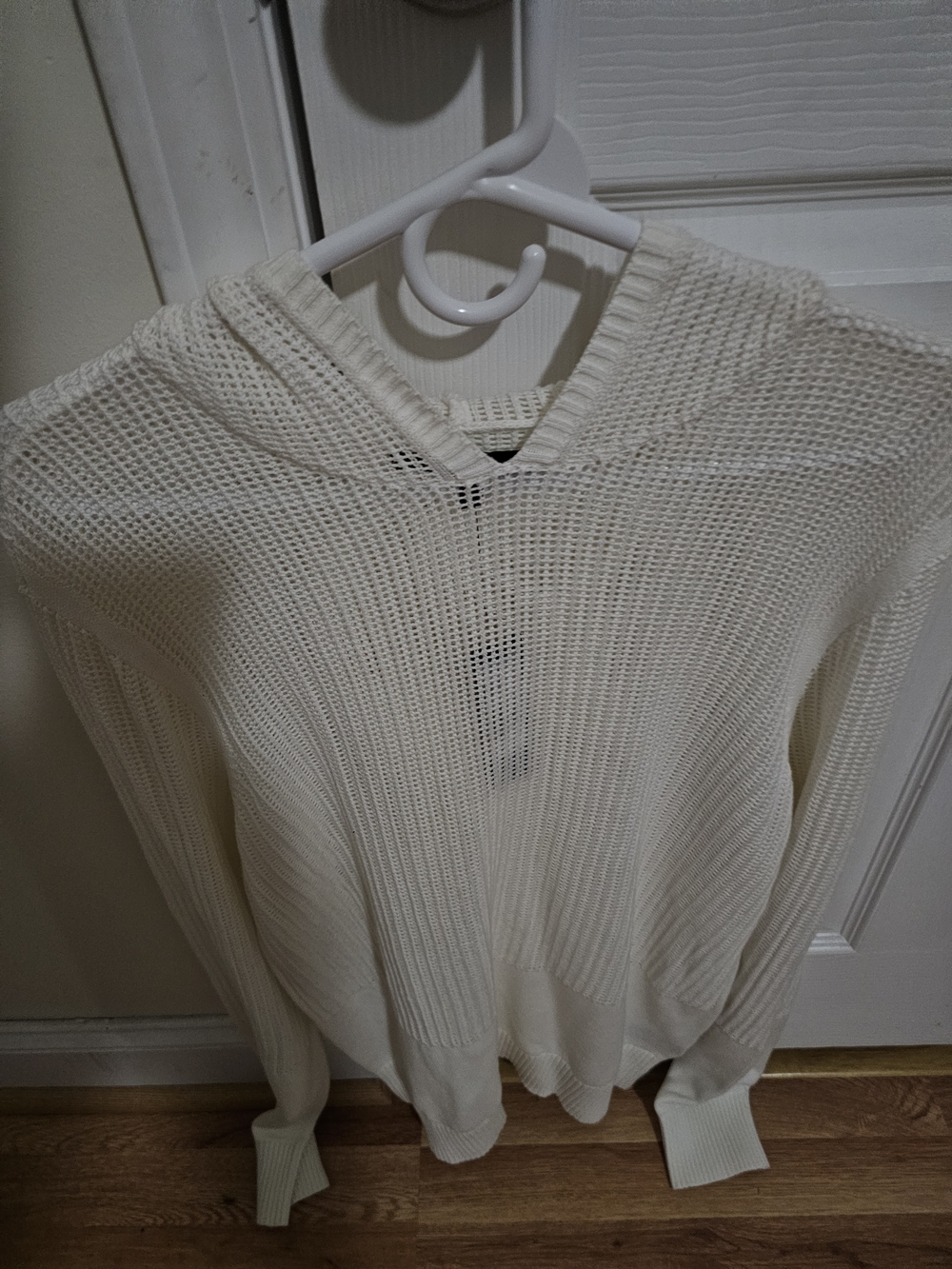 Kenneth Cole Cream V-Neck Hooded Knit Sweater - Picture 2 of 4